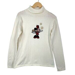 Disney Store Minnie embroidered turtle neck Sweater Cream sz M